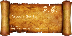 Patsch Gyula névjegykártya